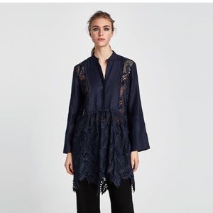 Zara Linen Tunic with Contrasting Lace